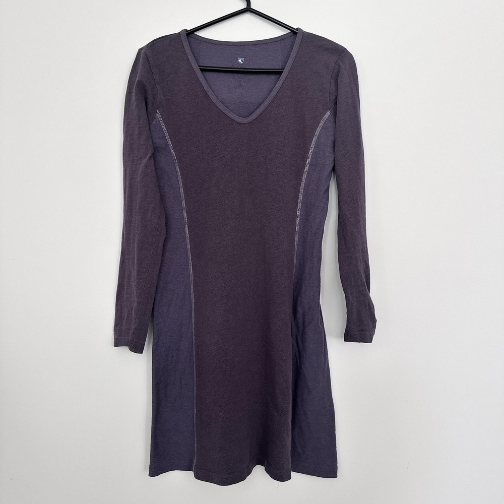 Kuhl Dress Womens Small Purple Long Sleeve V Neck Casual Outdoors Stretch Ruched